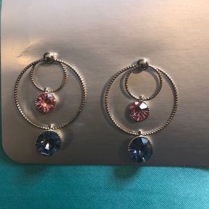 Gold hoop earrings with added faux diamonds